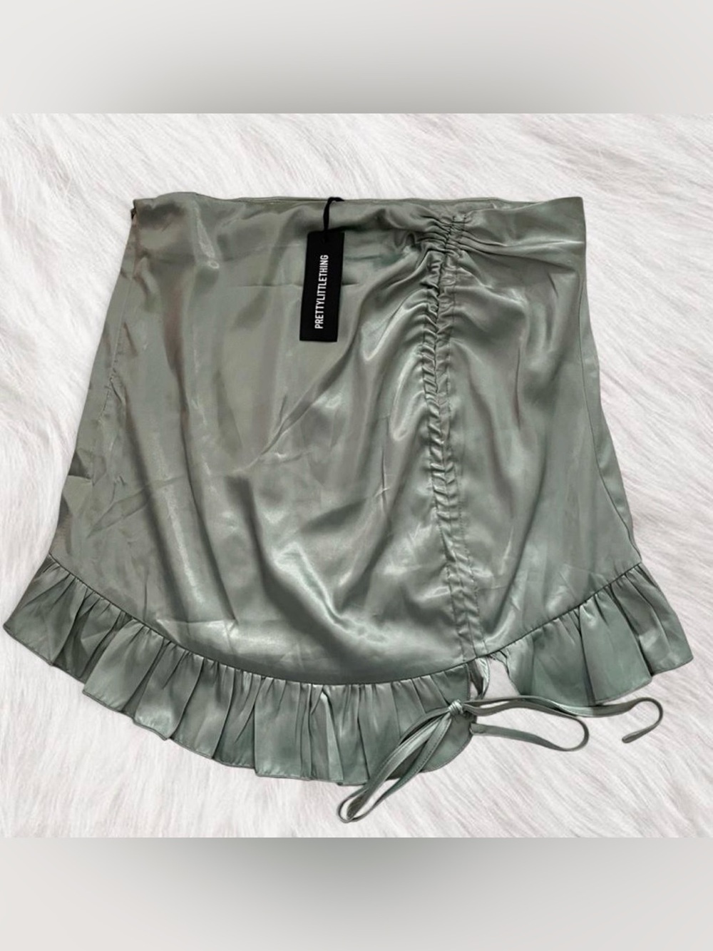 PLT Sage Green Satin Mini Skirt - Picture 3 of 5